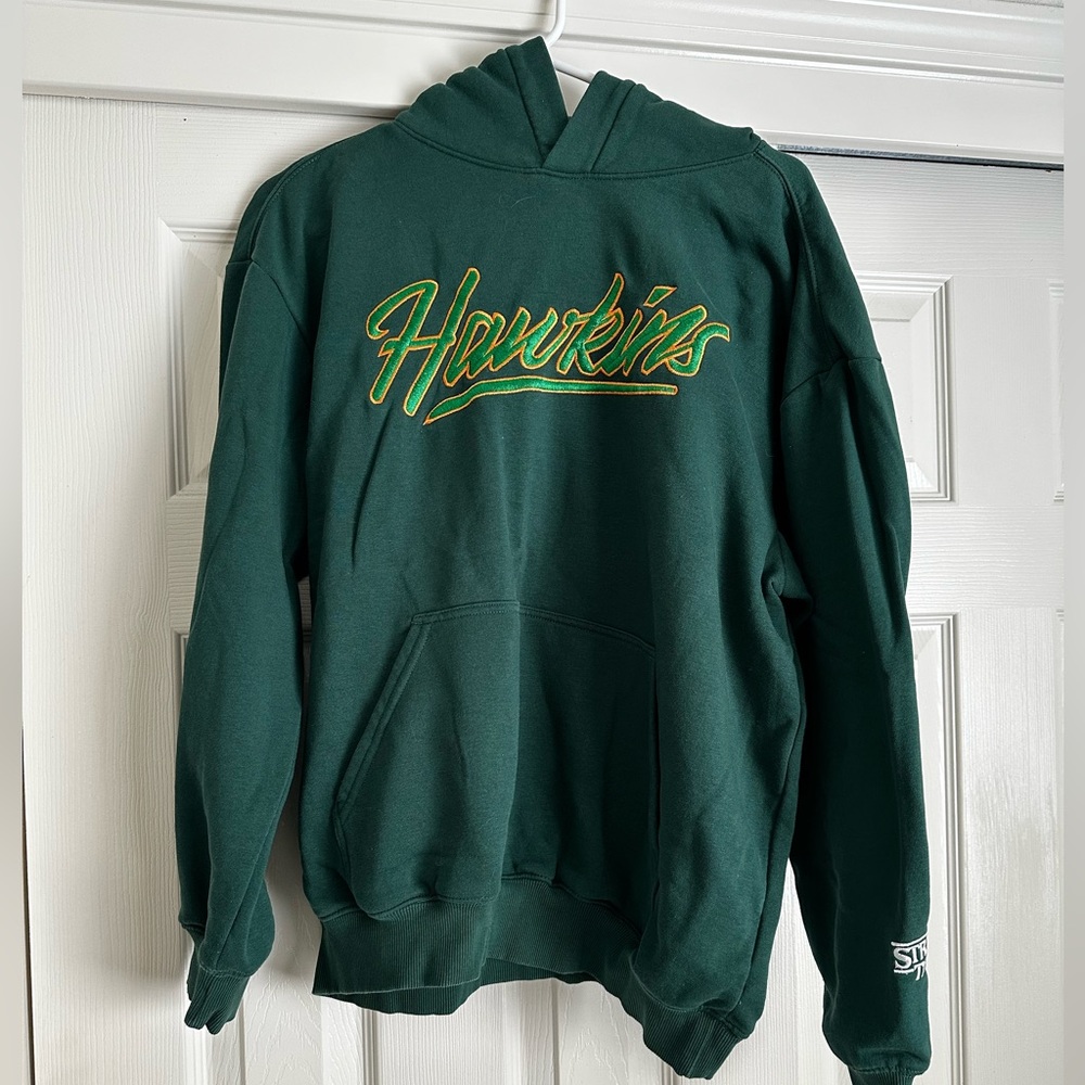 Stranger Things Hawkins Dark Green Hooded Sweatshirt